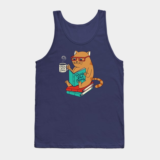 Cat coffee books Tank Top by coffeeman